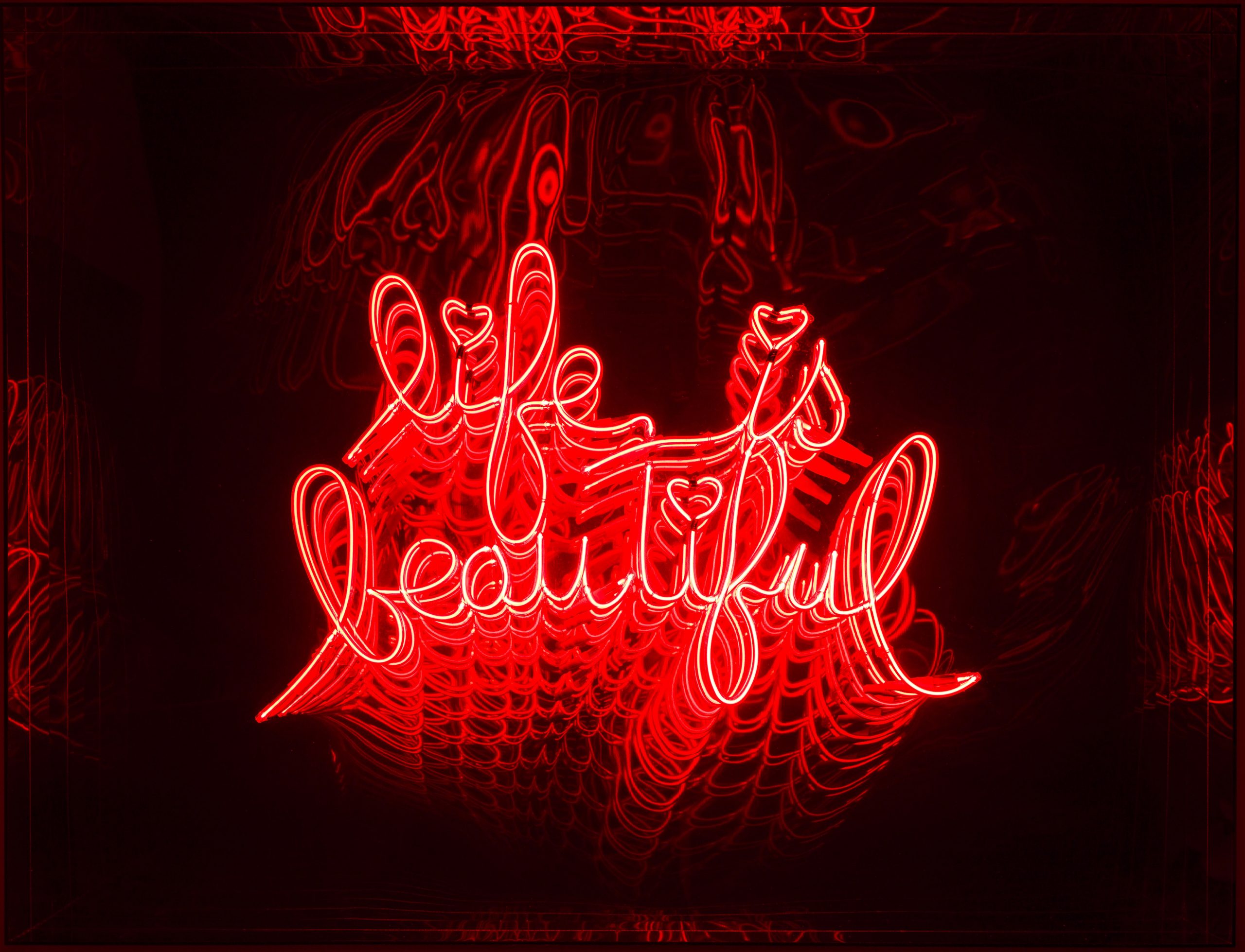 Falcone - Life in beautiful Installation, Plexiglass, Néon 100 × 80 × 11 cm | 39 2/5 × 31 1/2 × 4 3/10 in Unique © Marciano Contemporary