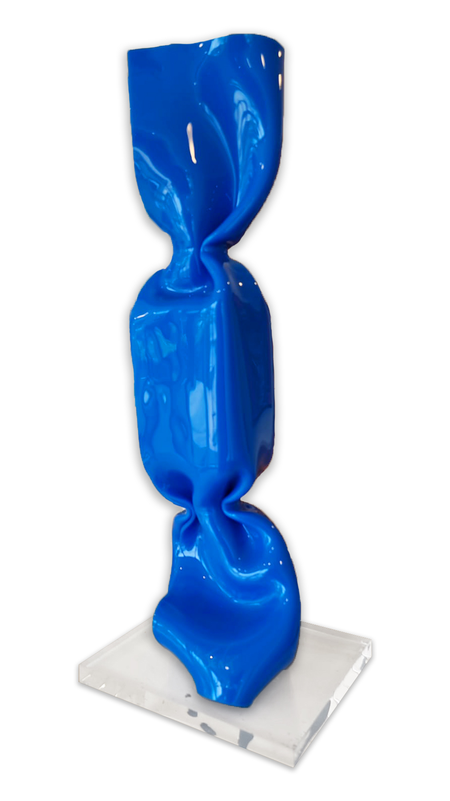 Laurence Jenk - Wrapping Bonbon Bleu Vernis 2020 Plexiglass 41 cm | 16 1/10 in Unique © Marciano Contemporary