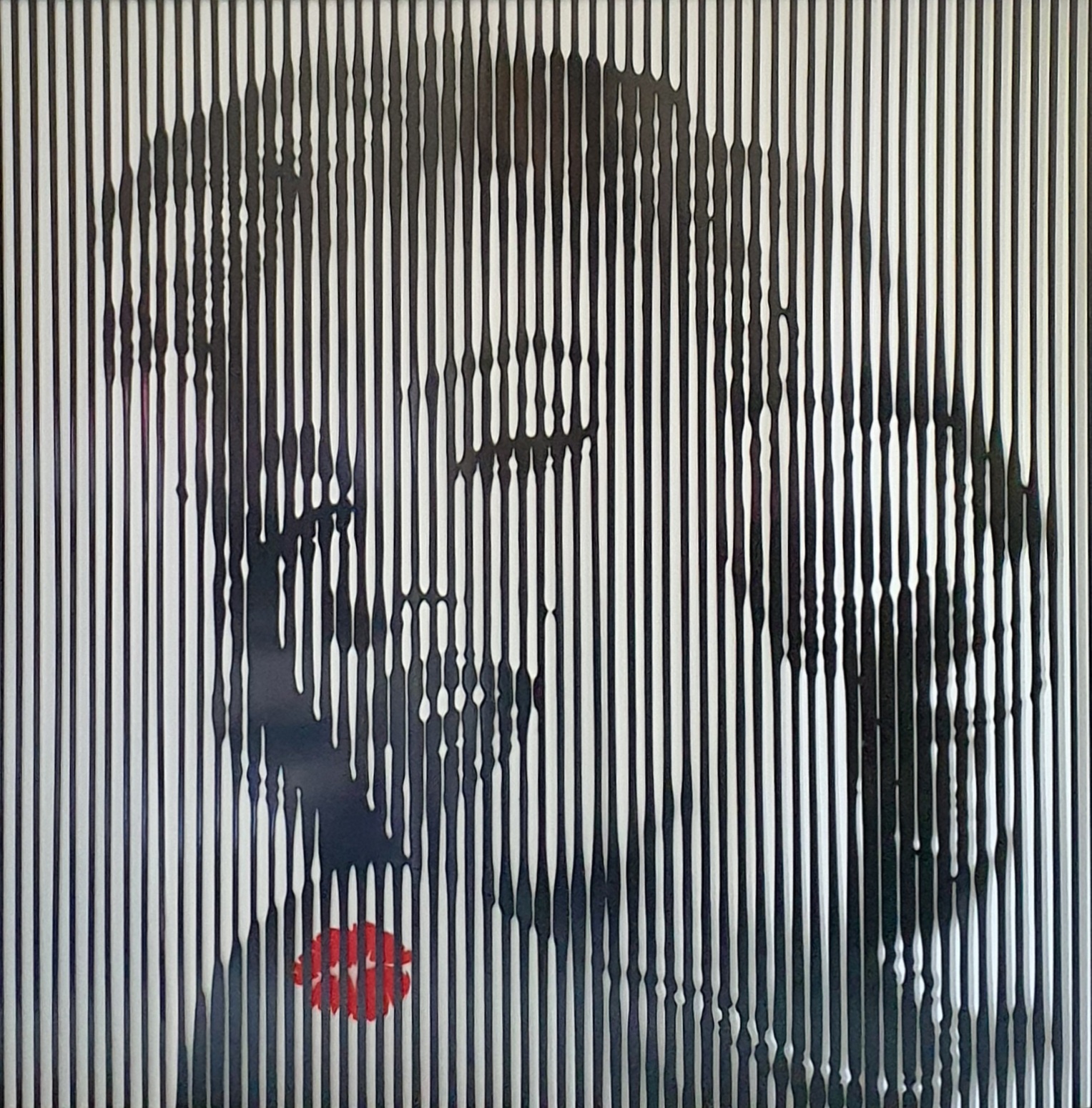 Laurence Nolleau - Marilyn – Tattoo Kisss 2021, Acrylique sur thermoplastique – Base aluminium Argent 100 x 100 cm | 39 2/5 × 39 2/5 in Unique © Marciano Contemporary