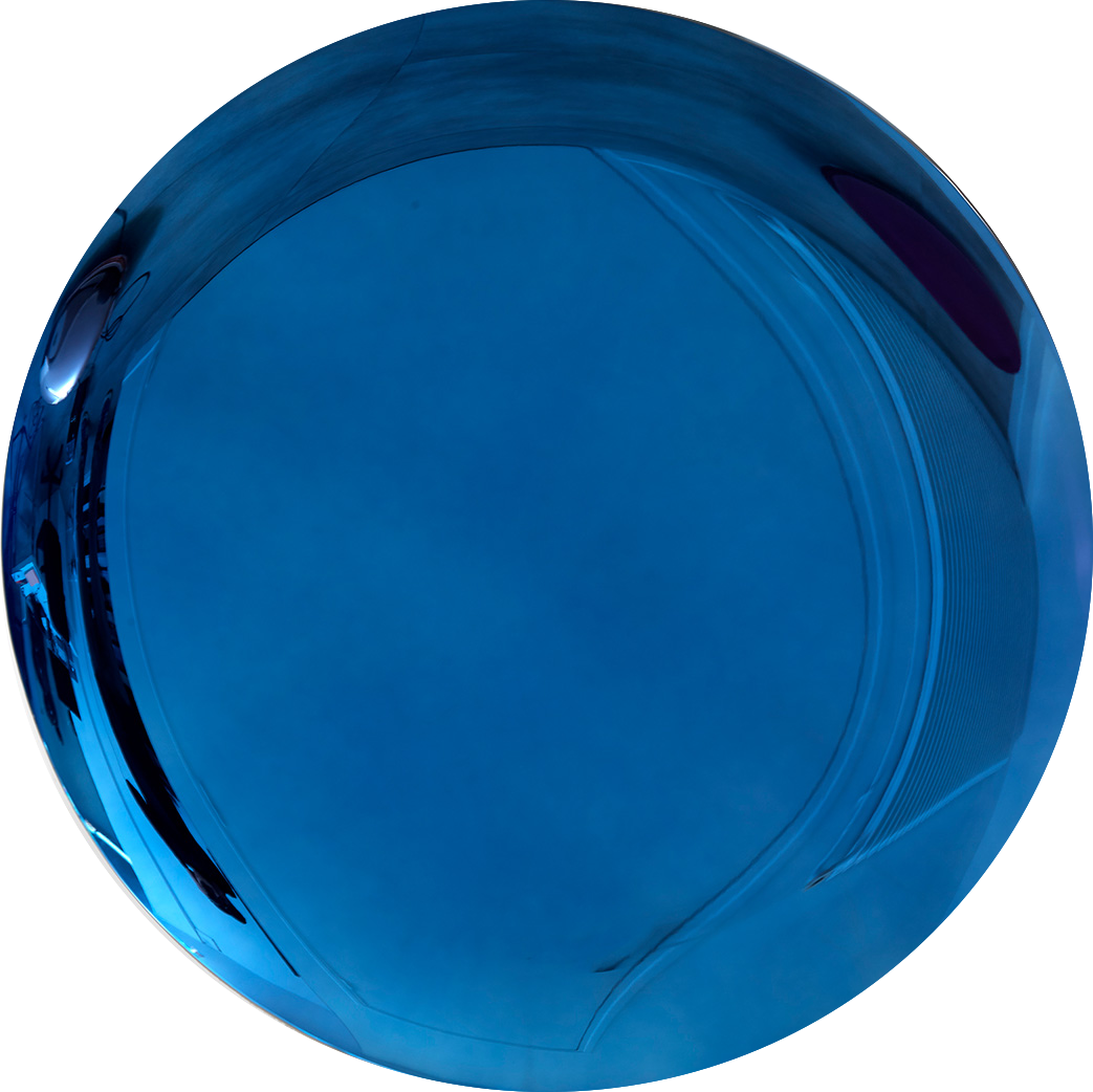 Jeremy Laval - 2020, Deep Round Bleu sea, miroir teinté et moulé - diamètre 120 cm, Unique © Marciano Contemporary