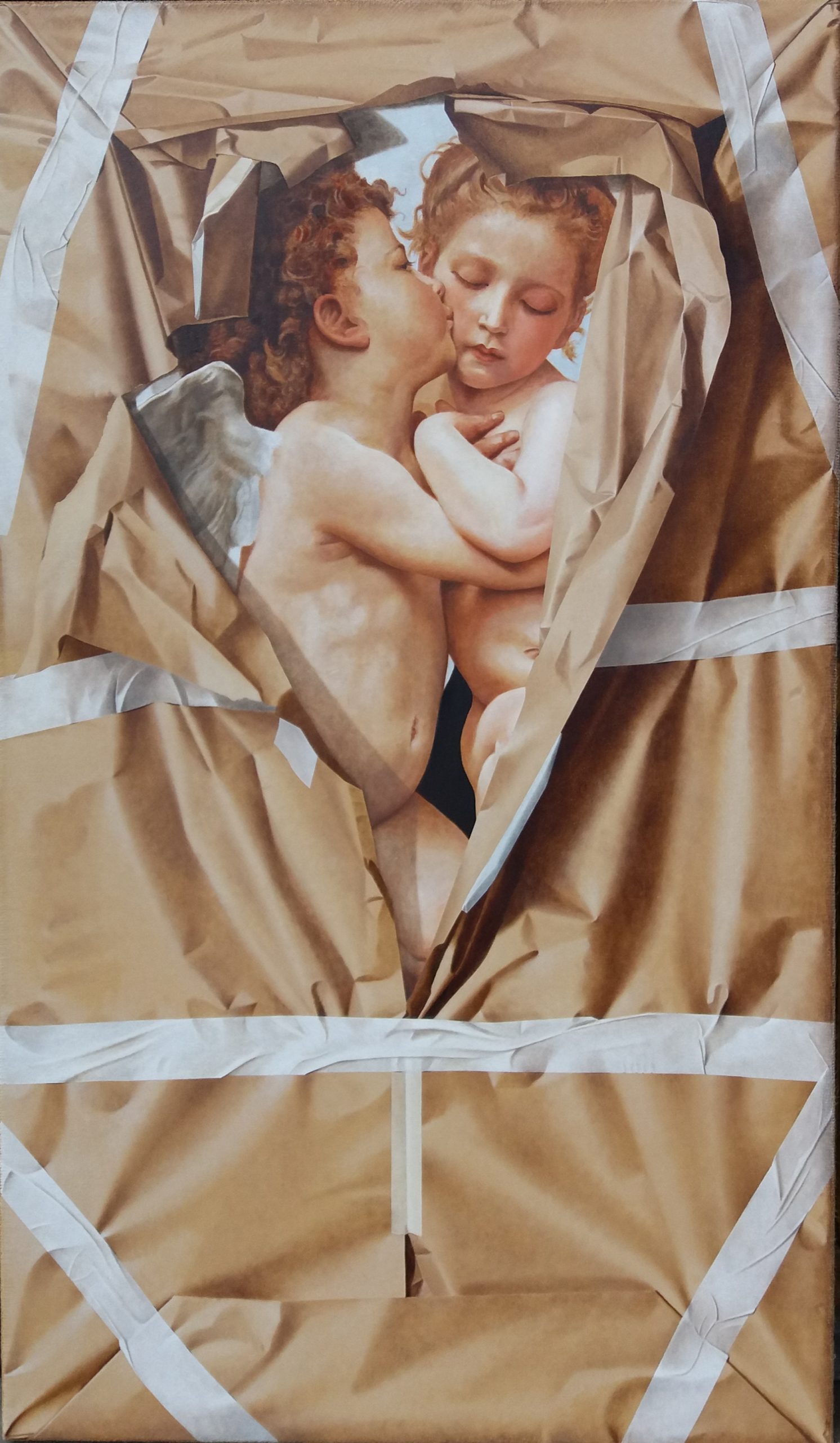 Inverni - Premier baiser des Psychés Anges 2021, Huile sur toile 120 x 70 cm | 27 3/5 × 47 1/5 in Unique © Marciano Contemporary