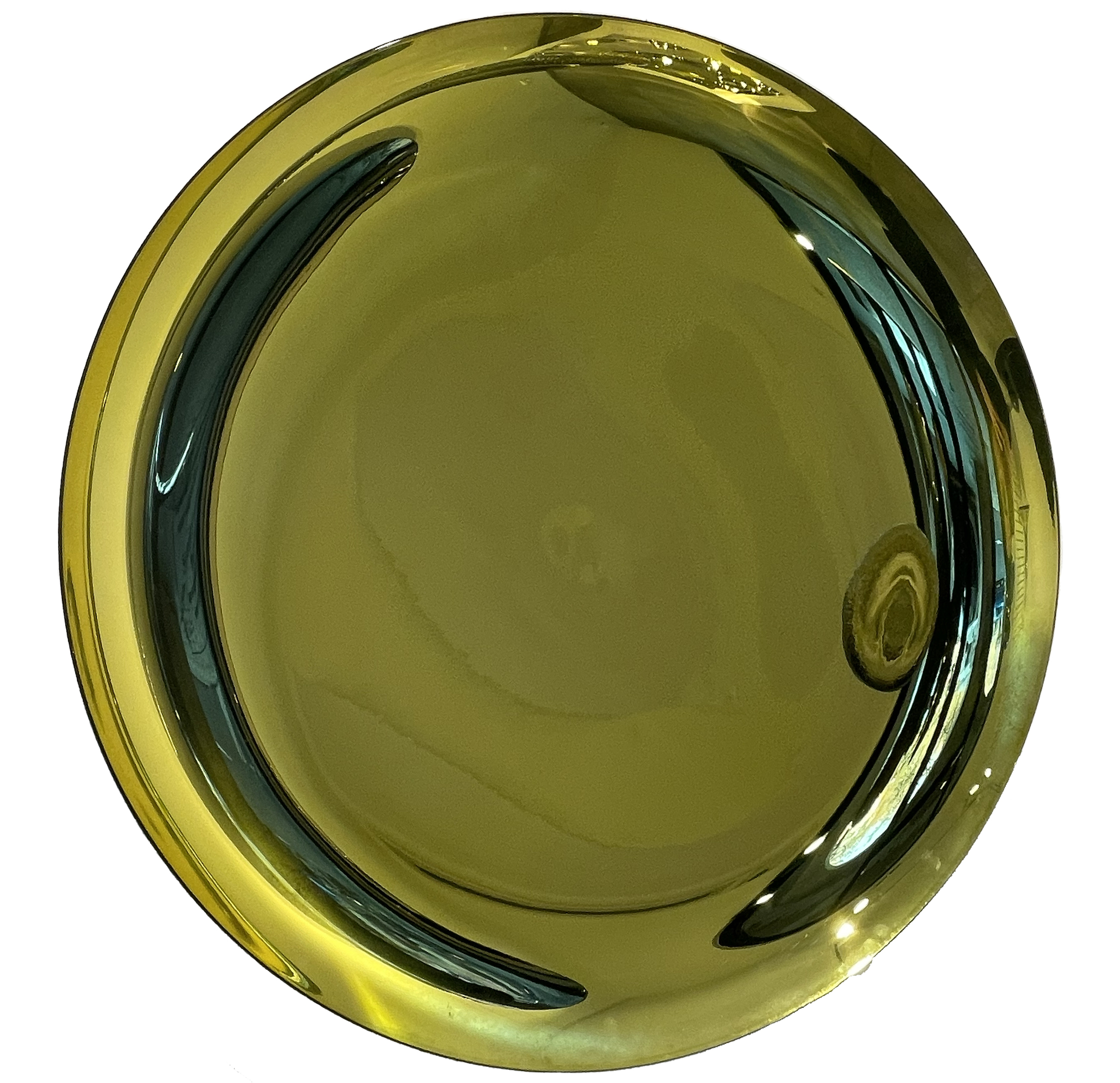 Jeremy Laval - 2022, Deep Yellow Round , miroir teinté et moulé - diamètre 90 cm/ 35 2/5 in - Unique © Marciano Contemporary