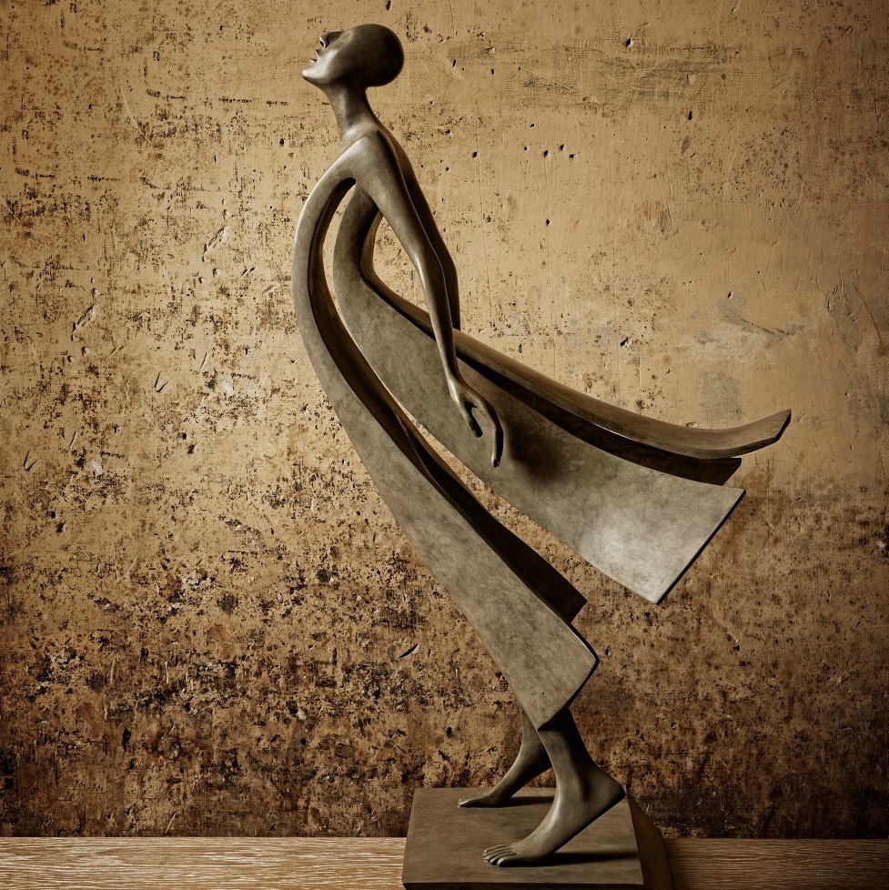 Arman - Sliced figure with cello 2004, Bronze 90 x 31 x 10 cm | 54 3/10 × 21 7/10 × 16 1/10 in Edition de 8 © Marciano Contemporary